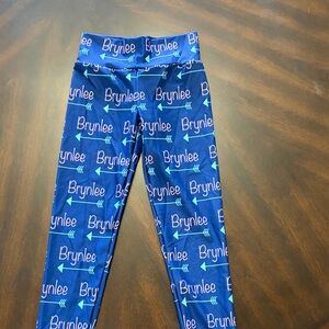 Lolly Wolly Doodle Blue Personalized Kids Leggings